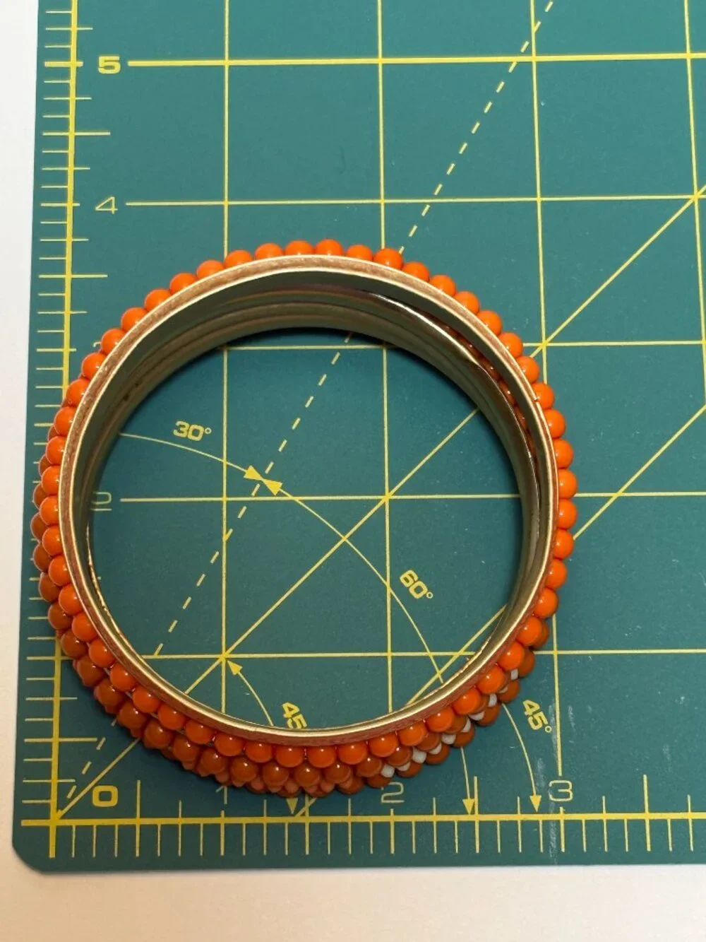 6 Orange Bangles Mix Match Stack Beaded Gold Toned Bracelets